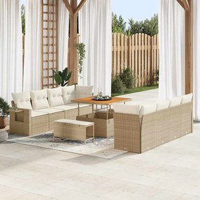 vidaXL Σετ Καναπέ Κήπου με αποθήκευση 11 pcs Μπεζ Πολυ ράταν