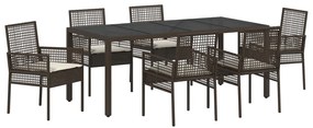 vidaXL Σέτ φαγητού για κήπο 7 pcs Καφέ 190 x 90 x 75 cm