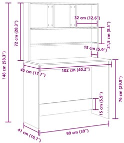 ΓΡΑΦΕΙΟ ΜΕ ΡΑΦΙΑ ΌΨΗ ΠΑΛΑΙΟΥ ΞΥΛΟΥ 102X45X148 ΕΚ. ΕΠΕΞ. ΞΥΛΟ 855834