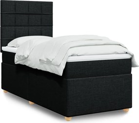 vidaXL Κρεβάτι Boxspring με Στρώμα Μαύρο 100 x 200 εκ. Υφασμάτινο