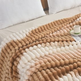 Κουβέρτα Fleece-Δίχρωμο Ριγέ Καπουτσίνο flc17 - 1.60x2.20