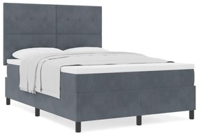 vidaXL Κρεβάτι Box Spring με Στρώμα Σκούρο Γκρί 160x200 εκ Βελούδο