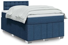 vidaXL Κρεβάτι Boxspring με Στρώμα Μπλε 120x200 εκ. Υφασμάτινο