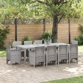 vidaXL Σέτ φαγητού για κήπο 11 pcs Ανοιχτό γκρι Rattan Polt