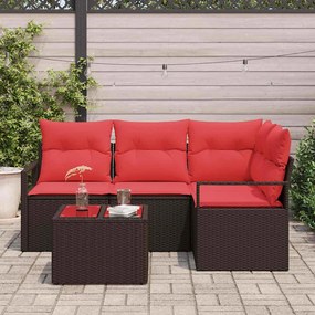 vidaXL Σετ Καναπέ με μαξιλάρι 5 pcs Καφέ συνθετικό ρατάν