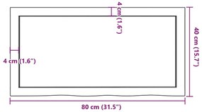 Ράφι Τοίχου Ανοιχτό Καφέ 80x40x(2-4)εκ. Επεξ. Μασίφ Ξύλο Δρυός - Καφέ