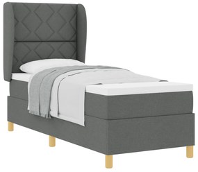 vidaXL Κρεβάτι Box Spring με Στρώμα  Σκοτεινό Γκρι 80x200 εκ Υφασμάτινο