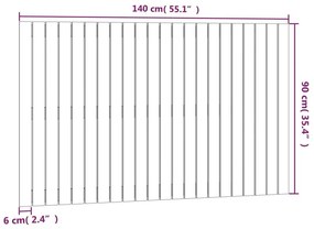 Κεφαλάρι Τοίχου Μελί 140x3x90 εκ. από Μασίφ Ξύλο Πεύκου - Καφέ