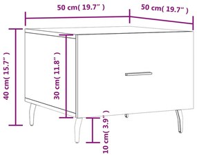 Τραπεζάκι Σαλονιού Γυαλ. Λευκό 50 x 50 x 40 εκ. Επεξεργ. Ξύλο - Λευκό