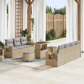 vidaXL Σετ Καναπέ Κήπου 10 pcs Μπεζ συνθετικό ρατάν
