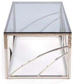 Τραπεζάκι σαλονιού Houston 988 (Ασημί), Ασημί, 45x60x120cm, 25 kg, Επεξεργασμένο γυαλί, Γωνιακό | Epipla1.gr