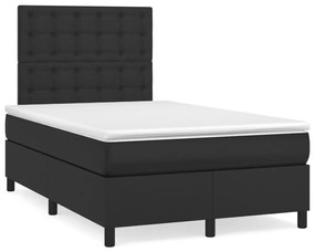 Κρεβάτι Boxspring με Στρώμα Μαύρο&amp;LED 120x190εκ.Συνθετικό Δέρμα - Μαύρο
