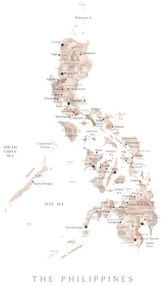 Χάρτης Map of the Philippines in neutral watercolor, Blursbyai