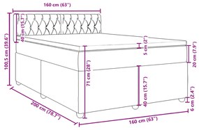 Κρεβάτι Boxspring με Στρώμα Σκούρο Καφέ 160x200 εκ Υφασμάτινο - Καφέ