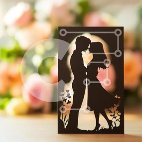 Intra Συλλεκτικό Ξύλινο Παζλ Plywood 4mm - Σιλουέτα ενός ερωτευμένου ζευγαριού Σε Ξύλινο Κουτί - Διαστάσεις Puzzle: 10x10 cm – 25 κομμάτια