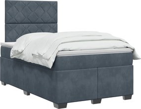 vidaXL Κρεβάτι box spring με στρώμα Σκούρο Γκρι 120 x 200 cm Βελούδο