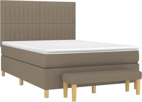 vidaXL Κρεβάτι Boxspring με Στρώμα Taupe 140x190 εκ. Υφασμάτινο