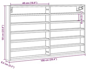 Βιτρίνα Καφέ Δρυς 100x8,5x58 εκ. από Επεξεργασμένο Ξύλο - Καφέ