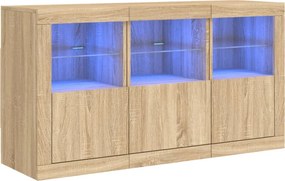 vidaXL Μπουφές με LED Sonoma Δρυς 123 x 37 x 67 εκ.