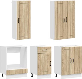 vidaXL Μονάδα κουζίνας LUCCA 5 pcs Sonoma Δρυς Επεξεργασμένο Ξύλο