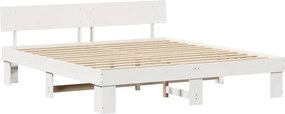 vidaXL Σκελετός Κρεβατιού Λευκό 200 x 200 cm Στερεά ξυλεία πεύκου