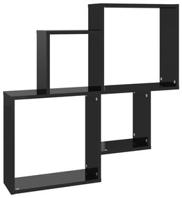 vidaXL Ράφι Κύβος Τοίχου Γυαλιστερό Μαύρο 80x15x78,5 εκ. Μοριοσανίδα