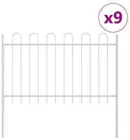 vidaXL Εξωτερικός φράκτης  με καμπυλωτή κορυφή, Λευκό, 15,3x1 μ, Σίδερο