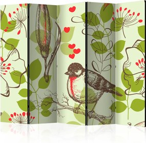 Διαχωριστικό με 5 τμήματα - Bird and lilies vintage pattern II [Room Dividers]