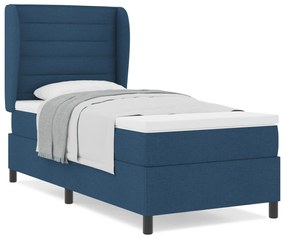 vidaXL Κρεβάτι Box Spring με Στρώμα Μπλε 90x200 εκ. Υφασμάτινο