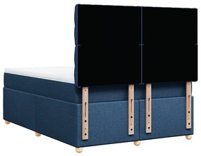 Κρεβάτι Boxspring με Στρώμα Μπλε 160x200 εκ. Υφασμάτινο - Μπλε