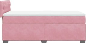 vidaXL Κρεβάτι Boxspring με Στρώμα Ροζ 100x200 εκ. Βελούδινο