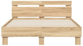 vidaXL Πλαίσιο Κρεβατιού με Κεφαλάρι/LED Sonoma Δρυς 120 x 190 εκ.