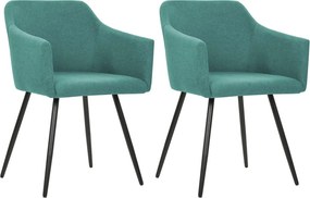 vidaXL Καρέκλες Τραπεζαρίας 2 τεμ. Πράσινες Υφασμάτινες