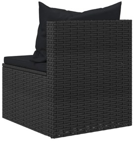 vidaXL Καναπέδες Κήπου Μεσαίοι 2 τεμ. Μαύροι Συνθ. Ρατάν με Μαξιλάρια