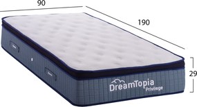 ΣΤΡΩΜΑ DREAMTOPIA, σειρά PRIVILEGE HM660.90 POCKET SPRING ΜΕ ΑΝΩΣΤΡΩΜΑ 90X190x29Υεκ.