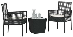 vidaXL Σετ Μπιστρό Κήπου 3 pcs Μαύρο Πολυ ράταν
