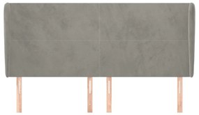 Κεφαλάρι με Πτερύγια Ανοιχτό Γκρι 163x23x118/128 εκ. Βελούδινο - Γκρι