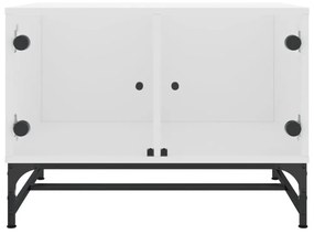 vidaXL Τραπεζάκι Σαλονιού Λευκό 68,5x50x50 εκ. με Γυάλινες Πόρτες