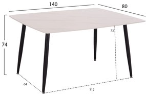 ΤΡΑΠΕΖΙ RAVEN HM18149.01 ΚΕΡΑΜΙΚΟ TOP ΜΕ ΟΨΗ ΛΕΥΚΟ ΜΑΡΜΑΡΟ 140x80x74Υεκ.