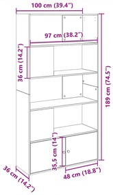 ΒΙΒΛΙΟΘΗΚΗ ΓΚΡΙ ΣΚΥΡΟΔΕΜΑΤΟΣ 100X36X189 ΕΚ. ΕΠΕΞΕΡΓ. ΞΥΛΟ 3295327