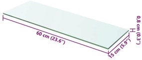 vidaXL Ράφι Πάνελ Διάφανο 60 x 15 εκ. Γυάλινο