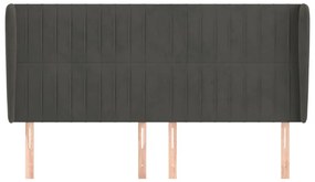 Κεφαλάρι με Πτερύγια Σκούρο Γκρι 163x23x118/128 εκ. Βελούδινο - Γκρι