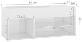 Παπουτσοθήκη Γυαλιστερή Λευκή 80 x 30 x 45 εκ. από Επεξ. Ξύλο - Λευκό