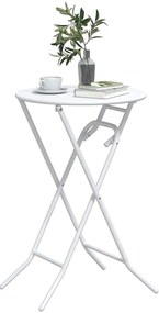 vidaXL Αναδιπλούμενο Τραπέζι Κήπου Λευκό Ø50 x 72 cm Χάλυβας
