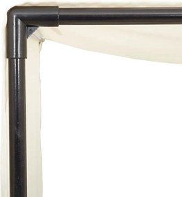 vidaXL Ξαπλώστρα Διπλή Μπεζ από Συνθετικό Ρατάν με Οροφή / Κουρτίνες