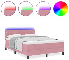 vidaXL Κρεβάτι με ελατήρια με στρώμα Ροζ 160 x 200 cm Βελούδο
