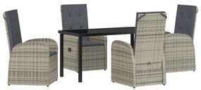 vidaXL Σέτ φαγητού για κήπο με μαξιλάρι 5 pcs Γκρι συνθετικό ρατάν