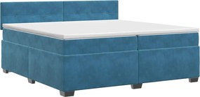 vidaXL Κρεβάτι box spring με στρώμα Σκούρο Μπλε 200 x 200 cm Βελούδο