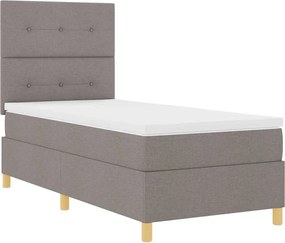 vidaXL LED Κρεβάτι με βάθρο με στρώμα Taupe 100 x 200 cm ύφασμα