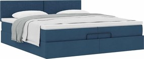 vidaXL Οθωμανικό κρεβάτι με στρώμα μπλε 200x200 cm ύφασμα